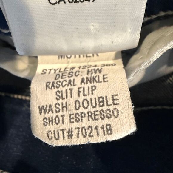 Mother Jeans High Waisted Rascal Ankle Slit Flip Double Shot Espresso Size 27 - Picture 12 of 16